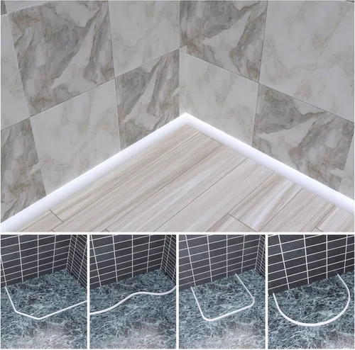 Miniatura 6 de Duzzy 98 Pulgadas de Moldura Flexible de Cuarto de Círculo, Barrera de Agua de Ducha de Silicona de Goma Pelar y Pegar Adecuada para la Esquina