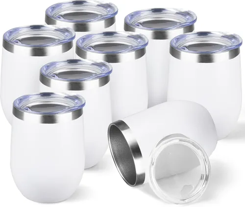 Miniatura 15 de StarSpeed Vaso de vino de 12 onzas con tapa, tazas de viaje de acero inoxidable sin pie con aislamiento de doble pared, taza de café aislada, vasos