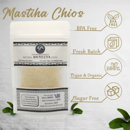 Miniatura 3 de Mastiha Chios Orgánico 20G – Goma de mastique griega 100% natural, vegana y sin gluten ni azúcar, resina auténtica de lágrimas de mastique