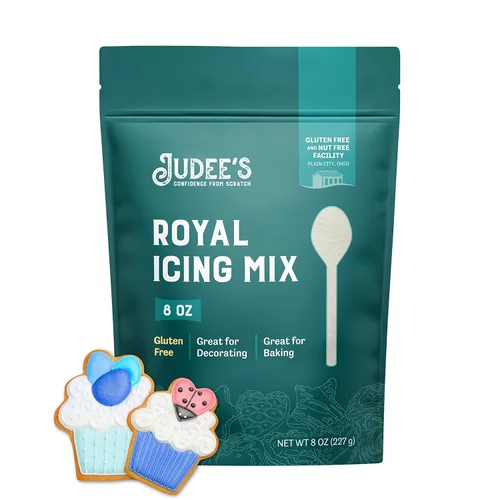 Judee's Gluten Free Royal Icing Mix - Mezcla fácil con polvo de merengue - Para decoración de galletas de azúcar y glaseado de galletas, polvo de