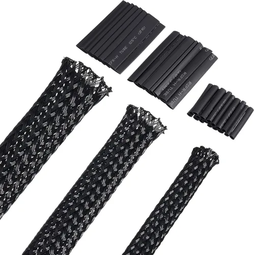 Miniatura 11 de Boao Funda trenzada expandible de PET de 50 pies, funda trenzada de telar de alambre con 127 tubos retráctiles para audio, video y otros