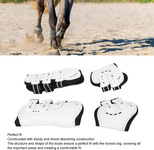 Miniatura 6 de Zerodis 4 botas de caballo, botas de tendón de caballo con frente abierto, botas ajustables y ligeras para pierna de caballo con correas de hebilla