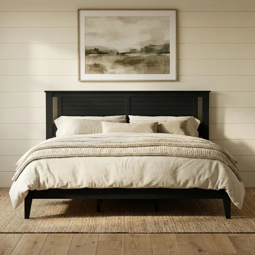 Miniatura 10 de ComfIQ Cama de plataforma de madera maciza con listones de madera, marco duradero, no requiere somier, amplio almacenamiento debajo de la cama, Pino