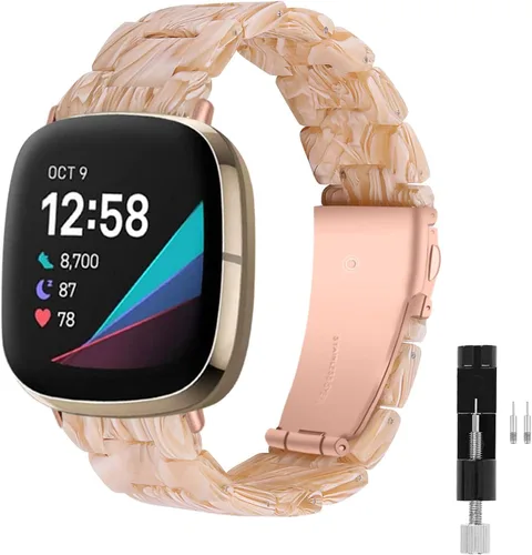 Miniatura 15 de Correa de reloj de resina compatible con Fitbit Versa 4/Sense 2/Versa 3/Sense 1, pulsera brazalete de moda ligera y ajustable de repuesto