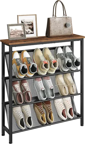 Miniatura 12 de CHOEZON Zapatero, Estante de Almacenamiento de Zapatos Inclinado de 4 Niveles, Zapatero Estrecho para Entrada, Organizador de Zapatos con Patas