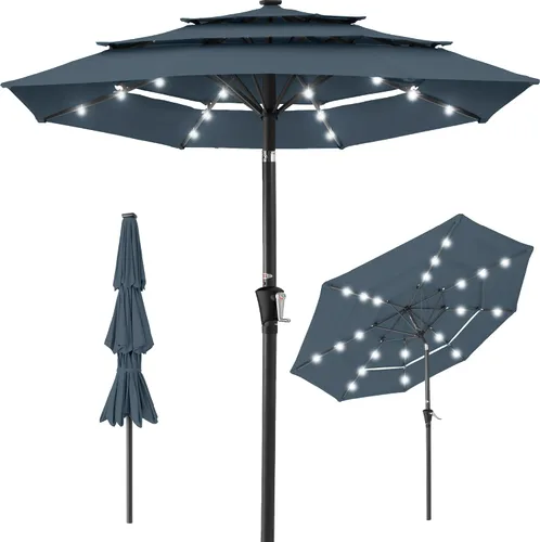 Miniatura 28 de Best Choice Products - Sombrilla solar de 10 pies de 3 niveles para patio, sombrilla de sol para exteriores, mercado, patio trasero, terraza, junto