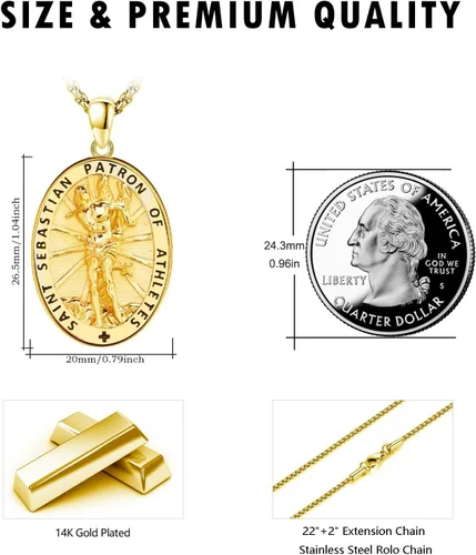 Miniatura 340 de Collar de plata de ley 925 con medalla de San Patrón, colgante de protección católica, amuleto, joyería religiosa para hombres y mujeres