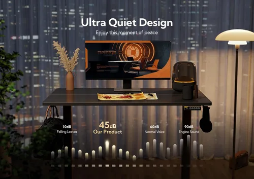 Miniatura 7 de Claiks Escritorio eléctrico de pie, escritorio de pie de altura ajustable, 63 x 24 pulgadas, escritorio de oficina en casa con tablero de empalme