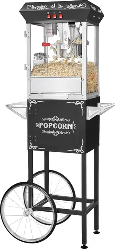 Great Northern Popcorn - Máquina de palomitas de maíz con carrito de 8 onzas con hervidor de acero inoxidable, luz de calentamiento y accesorios