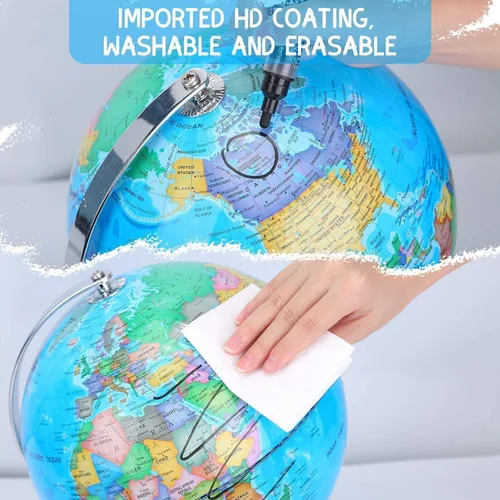 Miniatura 7 de Globo Terráqueo Iluminado AR para Niños - Mapa Colorido Reescribible de Fácil Lectura y Alta Claridad, Juguete Educativo Interactivo STEM, Lámpara