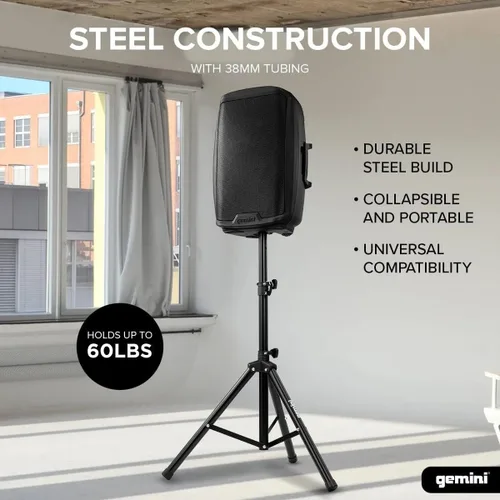 Miniatura 2 de Gemini - Soporte Profesional para Altavoz PA de Servicio Pesado - Soporte de Trípode de Altura Ajustable para Equipo de DJ, Sonido en Vivo y Eventos