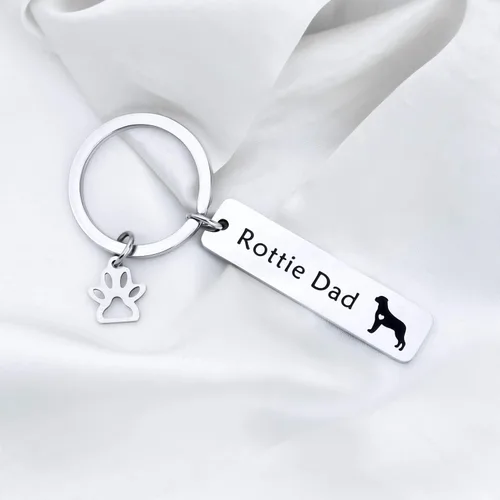 Miniatura 4 de LQRI Rottweiler Rottie Mom Rottie Dad Kechain Set de joyería para perros y mascotas, regalo Rottie para Rottweiler Rottie Mamá Papá, Metal, Acero