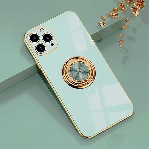 Miniatura 55 de Compatible con iPhone 11 Kickstand, anillo de rotación de 360 grados integrado con borde de oro rosa brillante que funciona con soporte magnético