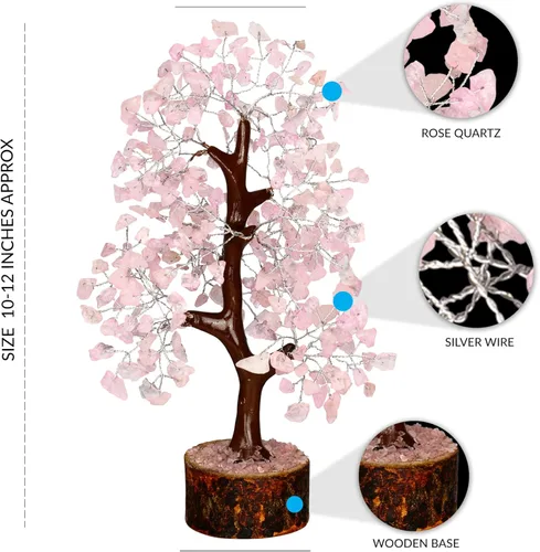 Miniatura 3 de PYOR Árbol de cuarzo rosa, árbol de gemas, accesorios de escritorio rosa, regalos para mujeres, decoración del hogar, cuarzo rosa, regalos de Acción