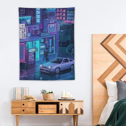 Miniatura 4 de josnmre Jdm Car Ae86 Tokyo Street Neno - Tapiz de pared para dormitorio, arte estético, decoración del hogar, dormitorio, aula, sala de estar, 30 x
