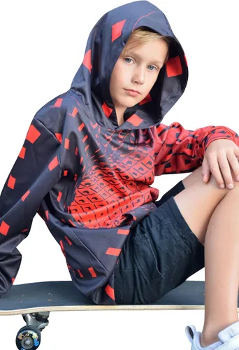 Miniatura 4 de AIDEAONE - Sudadera con capucha para niños y niñas de 6 a 16 años con estampado 3D y bolsillo, estilo casual