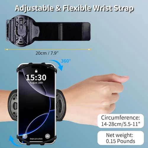 Miniatura 5 de Wristband Phone Holder for Running,【360° Rotatable & Upgrade Anti-Drop (Black)