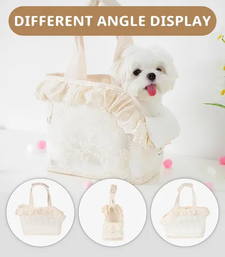 Miniatura 5 de ONECUTE Transportador para perros pequeños, conejos, gatos con diseño de encaje, bolsa de algodón, transportador para perros de lado suave, plegable