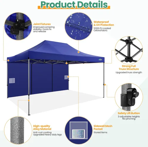 Miniatura 277 de COBIZI Tienda de campaña desplegable de 6.6 x 6.6 pies, toldo resistente, fácil de instalar, impermeable, para exteriores, fiestas, playa, jardín