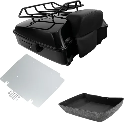 Miniatura 9 de TCMT Pestillos Negros de 10.7" para Maletero Cortado, Almohadilla de Respaldo, Luz Trasera LED con Señal de Giro Compatible con Harley Touring