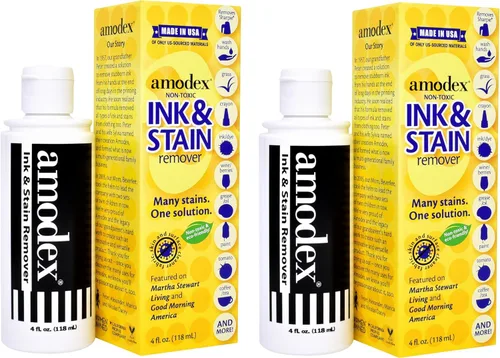 Amodex Removedor de manchas y tinta para ropa, cuero y piel - Elimina tinta, esferográfica, rotulador, grasa y más, funciona en manchas incrustadas,