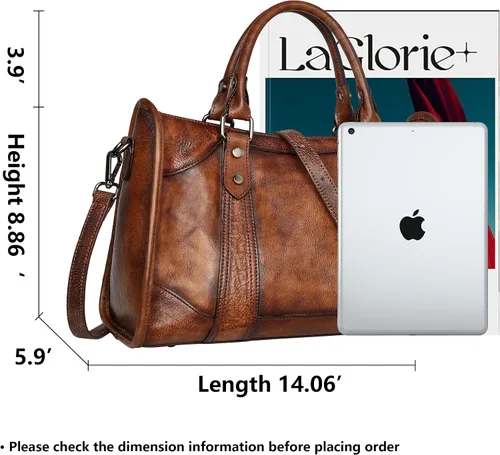 Miniatura 4 de Iswee Bolsos satchel para mujeres, bolso de hombro de cuero genuino, carteras de cuero Hobo, bolsos cruzados, cartera vintage, bolso tote
