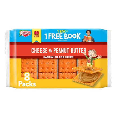 Keebler Galletas sándwich de queso y mantequilla de maní, una sola porción, paquetes de 1.38 onzas, 8 unidades (paquete de 6)