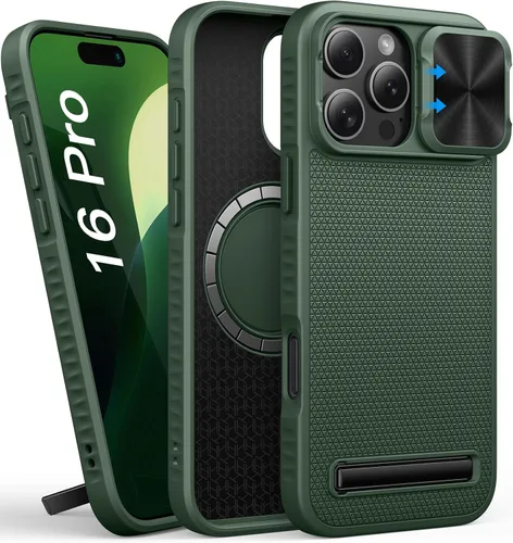 Miniatura 11 de BXYJY Funda para iPhone 16 Pro Max con correa y soporte, cordón cruzado para teléfono para mujeres y hombres, magnética, cubierta de cámara