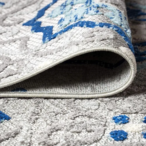Miniatura 4 de JONATHAN Y Mediterranean Medallion - Alfombra de pasillo para interiores y exteriores, 2 x 8 pies, color azul/gris, bohemio, para patio trasero