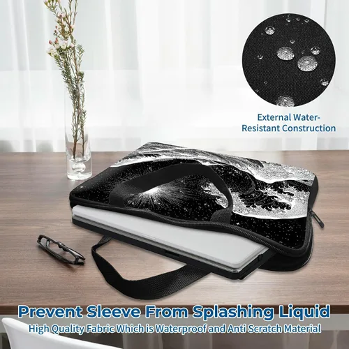 Miniatura 6 de Funda para laptop con asa de 10 pulgadas, impermeable, diseño de onda, compatible con MacBook Air, Pro, HP, Dell, Lenovo, ASUS