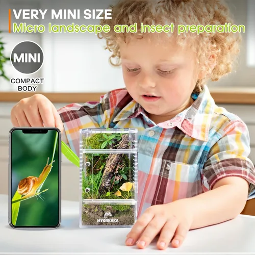 Miniatura 3 de MYGIIKAKA Accesorios de caja de araña saltadora, caja de araña de tarántula, jaula para insectos, recinto de hábitat de mantis rezando, terrario