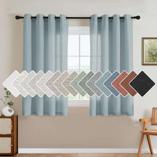 Miniatura 46 de H.VERSAILTEX Elegant - Cortinas texturizadas de lino natural mezclado con eficiencia energética, filtrado de luz, con ojales de níquel