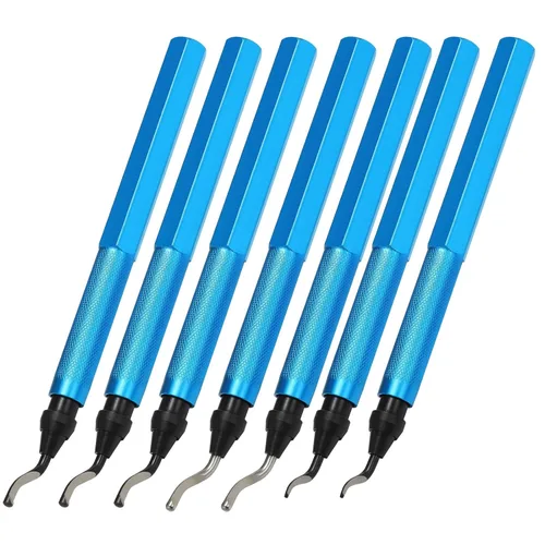 VASTOOLS Herramientas de desbarbado, 7 piezas, cuchillas giratorias de alto grado, herramienta de desbarbado de mango de metal para metal, resina,