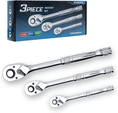 Miniatura 10 de Manija de trinquete corta de 1/4 pulgada, llave de trinquete mini, llave de dados de 1/4, 72 dientes, liberación rápida, reversible, acero