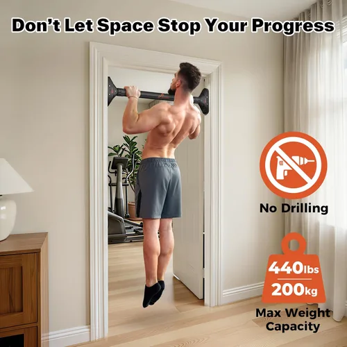 Miniatura 2 de Sportneer Pull Up Bar Doorway Chin Up Bar No Screws Door Frame Chin Up Push Up Sit Up Bar Adjustable 75-94cm (29.5''-37'') Up to 200kg Capacity