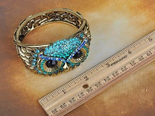 Miniatura 6 de Alilang Pulsera de cara de búho con diamantes de imitación de cristal de pájaro antiguo