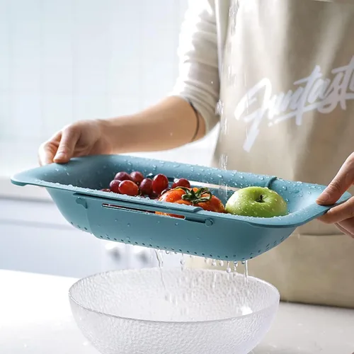 Miniatura 2 de Coladores y coladores plegables para fregadero y coladores de rejilla sobre el fregadero Colador plegable Colador extendible de plástico para frutas