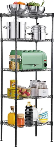 Miniatura 13 de Estantería de alambre de metal de 5 niveles para aperitivos, estante de almacenamiento ajustable en altura con certificación NSF, estantes de Cromo