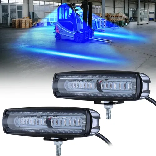 Miniatura 9 de Luz LED de la carretilla elevadora luz de advertencia de línea lateral 30W DC 12-80V lámpara de seguridad para el área peatonal de almacén - azul