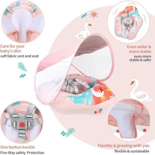 Miniatura 4 de Free Swimming Baby - Flotador inflable para bebés con toldo para protección solar para piscinas