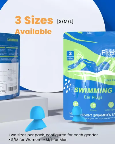Miniatura 6 de Tapones para los oídos de natación para adultos, 2 pares de tapones impermeables para los oídos para nadadores, hombres, mujeres, lavables