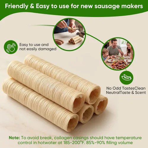 Miniatura 5 de FAIRSKY HALAL - Cubiertas de salchichas de colágeno de grado A, cubierta de secado comestible de 49.2 ft/49 pies de longitud más larga, 0.748 in
