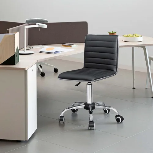 Miniatura 7 de Homall Silla moderna ajustable con respaldo bajo acanalado sin brazos, silla de oficina, silla de escritorio, silla de tocador, silla giratoria