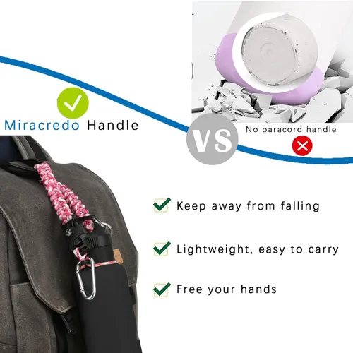 Miniatura 4 de Paracord Handle for Hydro Flask Water Bottles Standard Mouth, Strap Holder with Safety Rubber Ring & Carabiner, Easy to Carry and Durable Reusable
