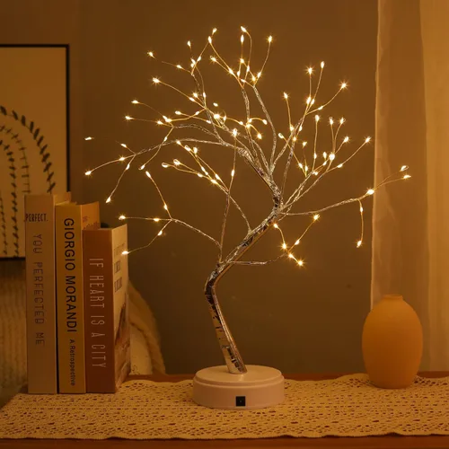 Miniatura 4 de Meonua Luces de árbol bonsái para decoración de Pascua, lámpara de árbol de luciérnaga de 20 pulgadas con 108 luces LED, alimentadas por