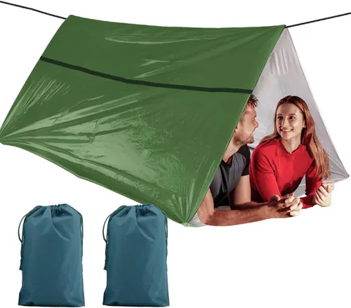 Paquete de 1 tienda de campaña de supervivencia – Refugio de Mylar para 1 persona, tienda de campaña de tubo con cuerda paracord, para todo tipo de