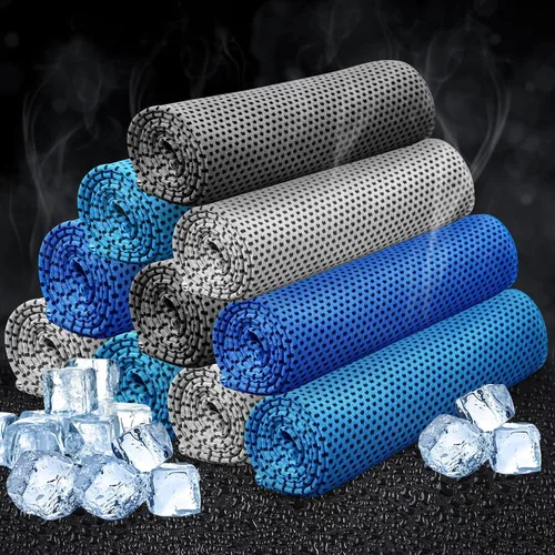Honoson 10 toallas refrescantes a granel – Toallas frías para cuello y cara, de microfibra, transpirable, para gimnasio, yoga, viajes, campamento,