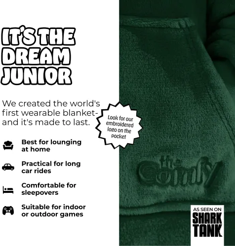 Miniatura 2 de THE COMFY Dream Jr para niños Manta portátil de forro polar de microfibra ligera con capucha y bolsillo Visto en Shark Tank