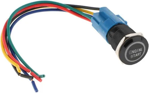 Miniatura 5 de ESUPPORT Interruptor de botón momentáneo de 12V para auto, vehículo, con luz LED azul, carcasa negra, interruptor de encendido de motor, enchufe