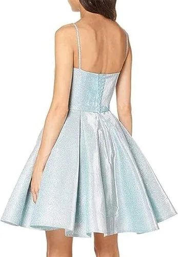 Miniatura 3 de Vestidos de fiesta de graduación con tirantes delgados para mujer, vestidos de fiesta cortos con purpurina HC13, champán, 6, Champán